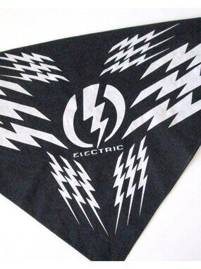 Electric Skate Surf Snow Lightning Bolt Logo Black Bandana 22" Square